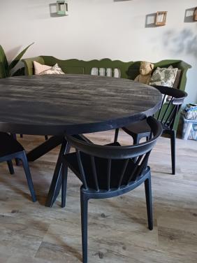 Set van 5 zwarte Woood stoelen