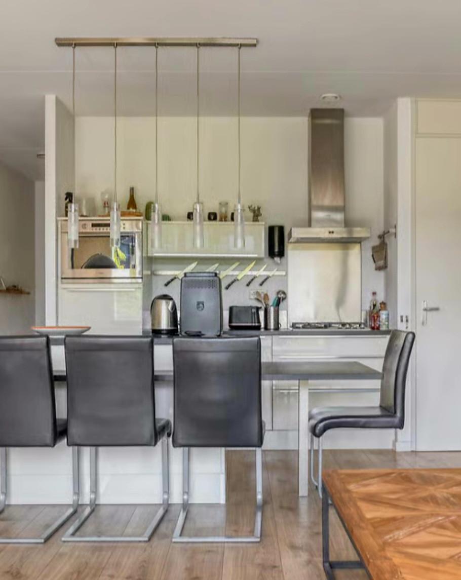 Armatuur hanglamp met vijf glazen kokerspots