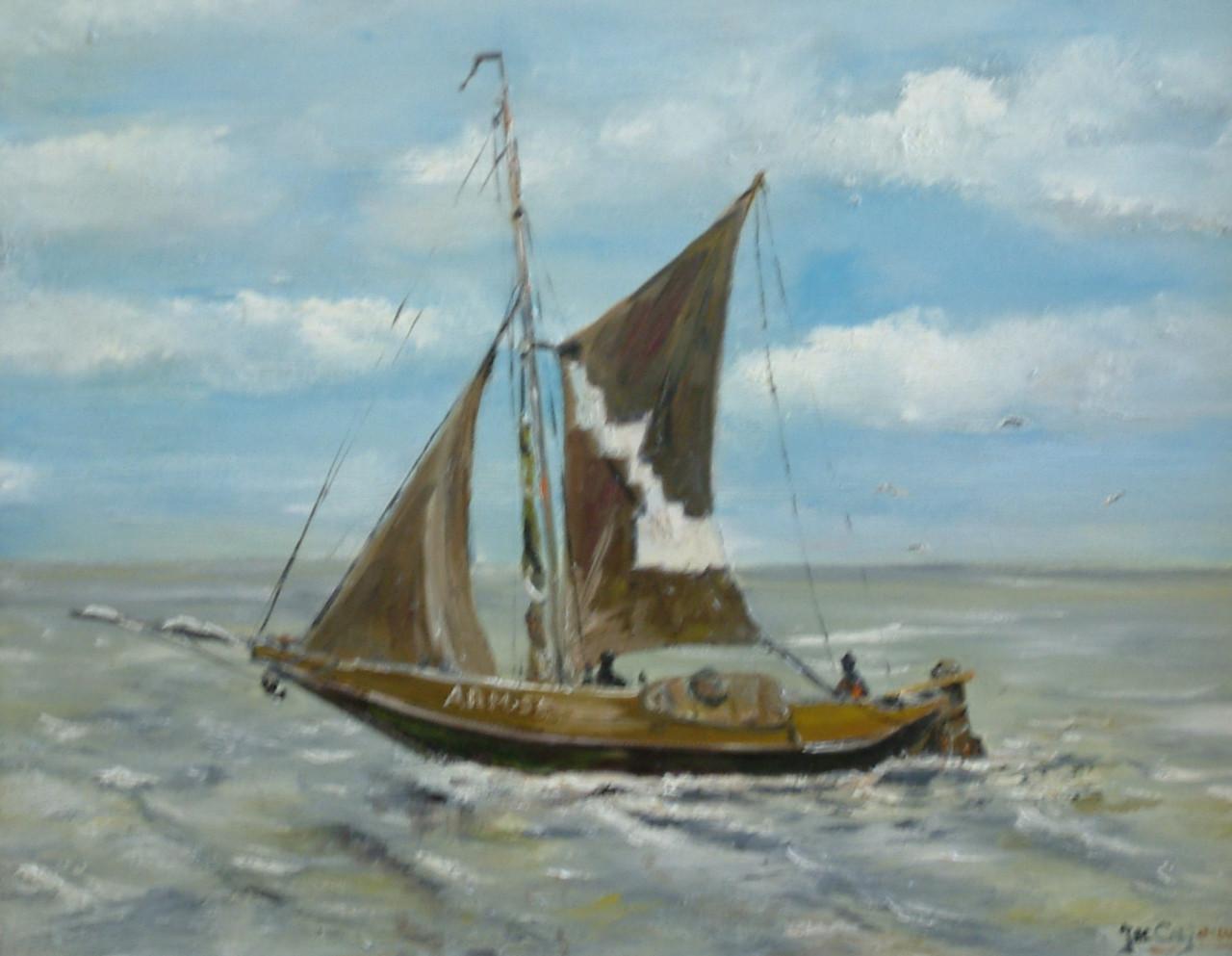 Hengst-botters   oude visserij zeil jac Caljouw Arnemuiden