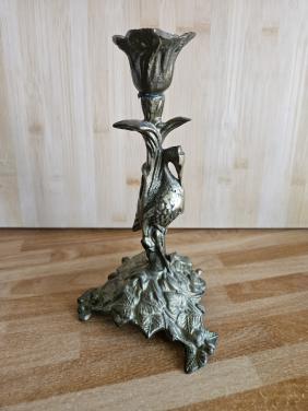 Antieke kandelaar reiger/kraanvogel