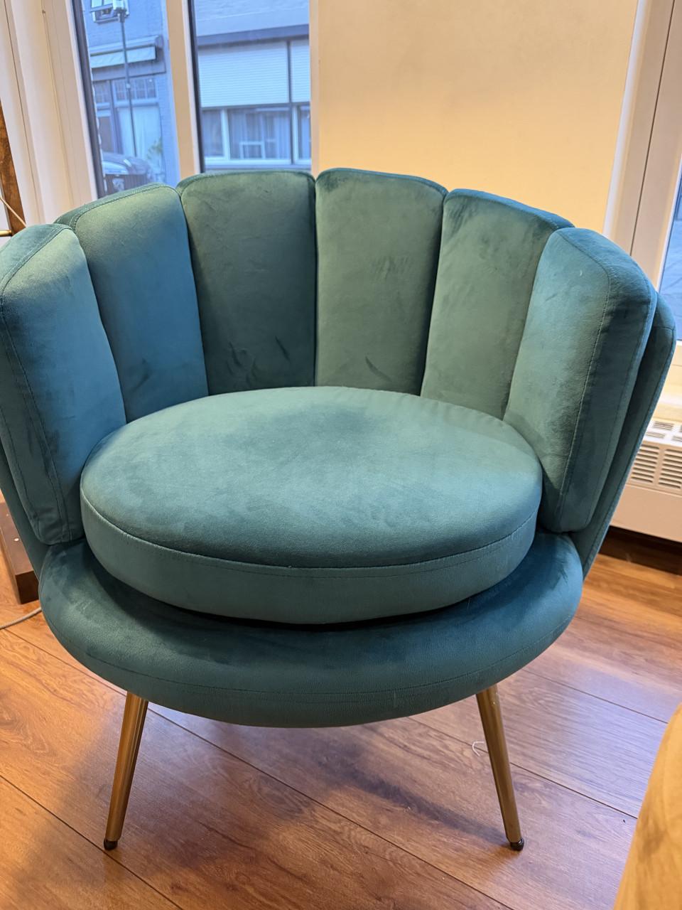 Petrolgroene velvet fauteuil, Light & Living