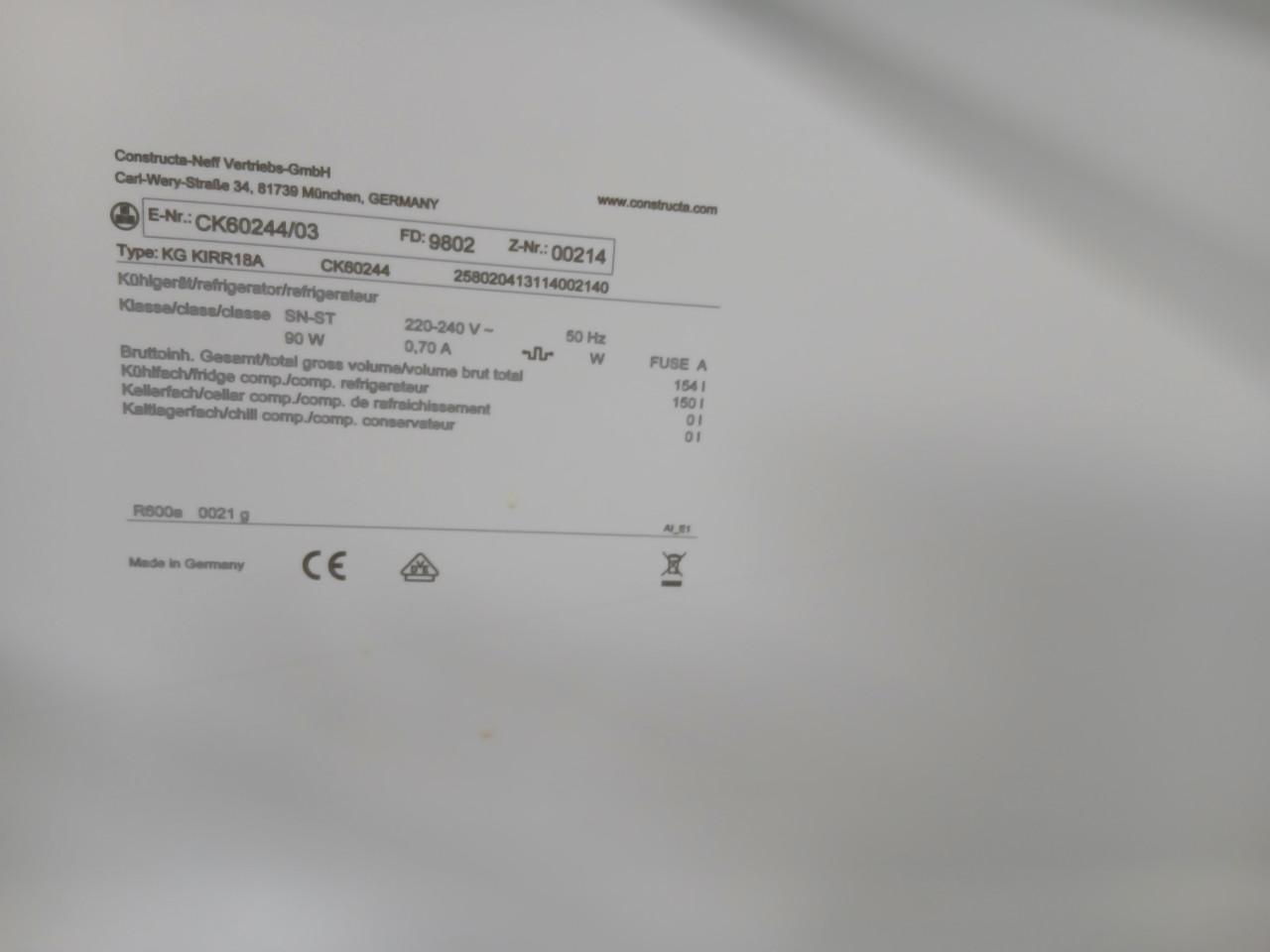 Koelkast inbouw