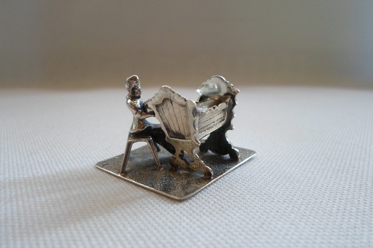 Zilver Miniatuur Vrouw Baby Wieg