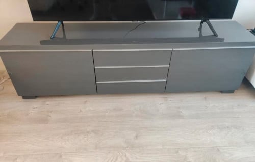 BESTÅ BURS TV meubel hoogglans grijs