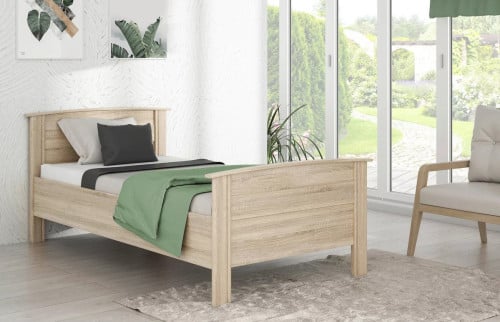 Senioren comfort bed 100 x 200 cm. 3 hoogte-instellingen. Lichteiken