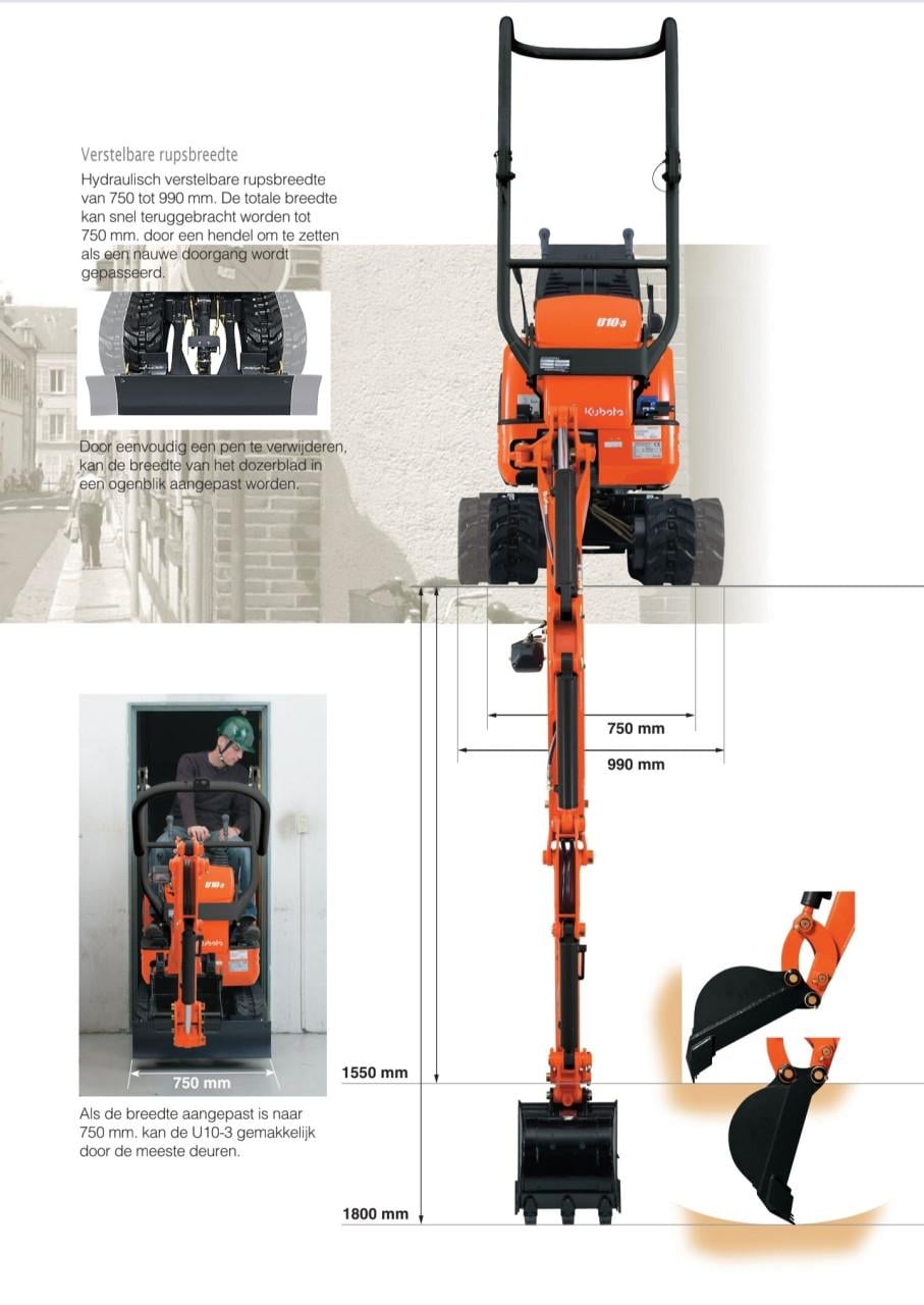 Minigraver te Huur kubota u10-3 1 ton