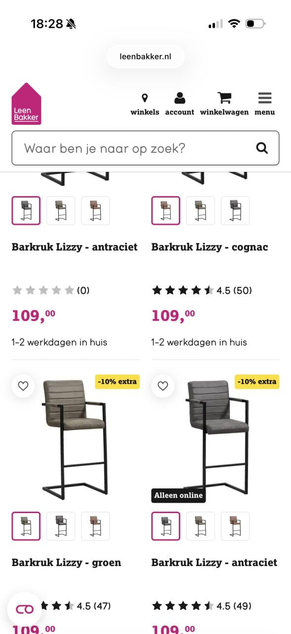 Bartafel en bar stoelen