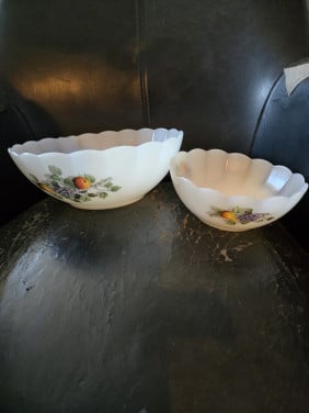 Vintage Arcopal "Fruits de France" schalen. 23 + 15.5 cm