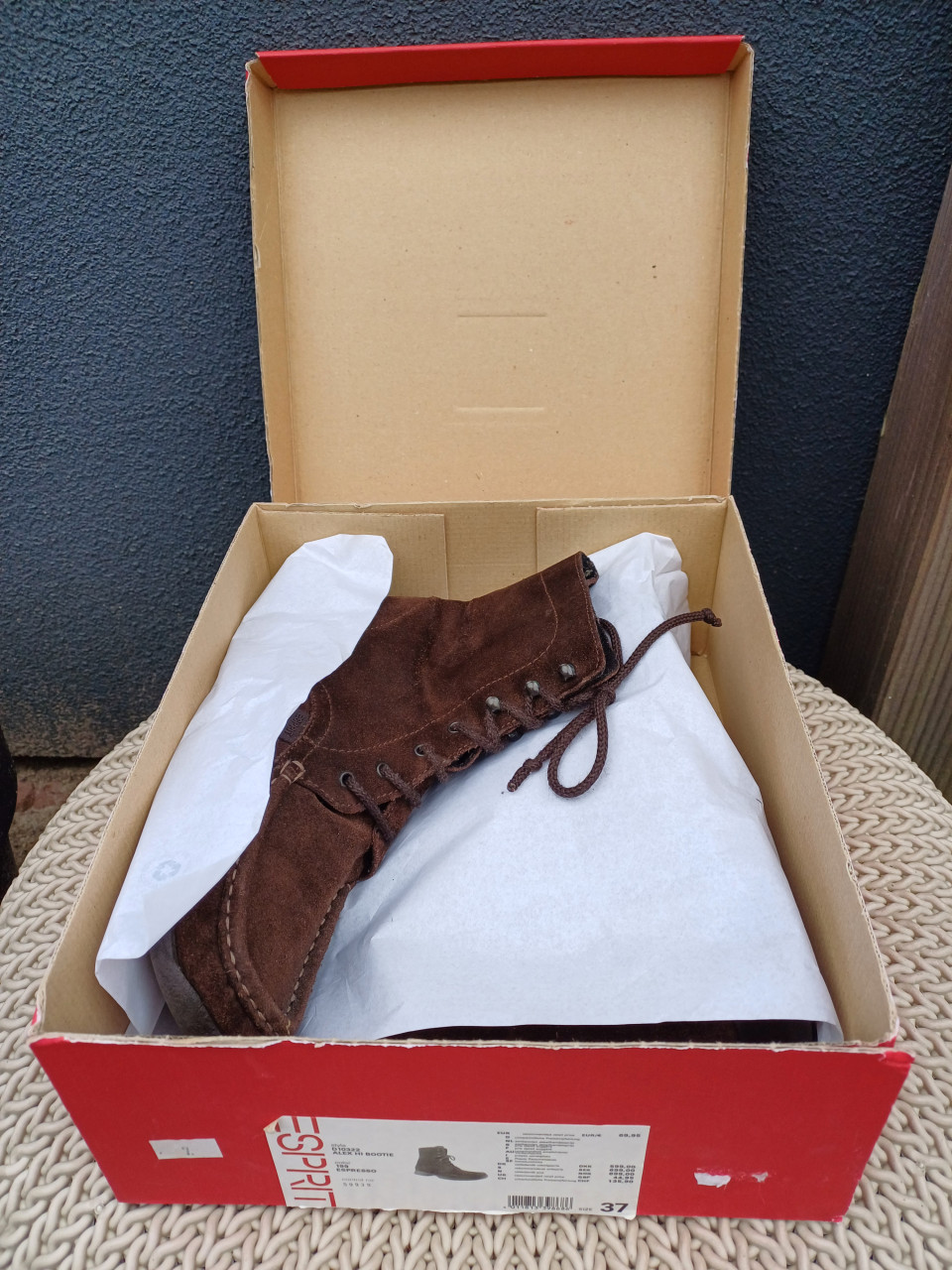 SALE: Mooie ESPRIT HALFHOGE LAARSJES (37): Espresso bruin !!