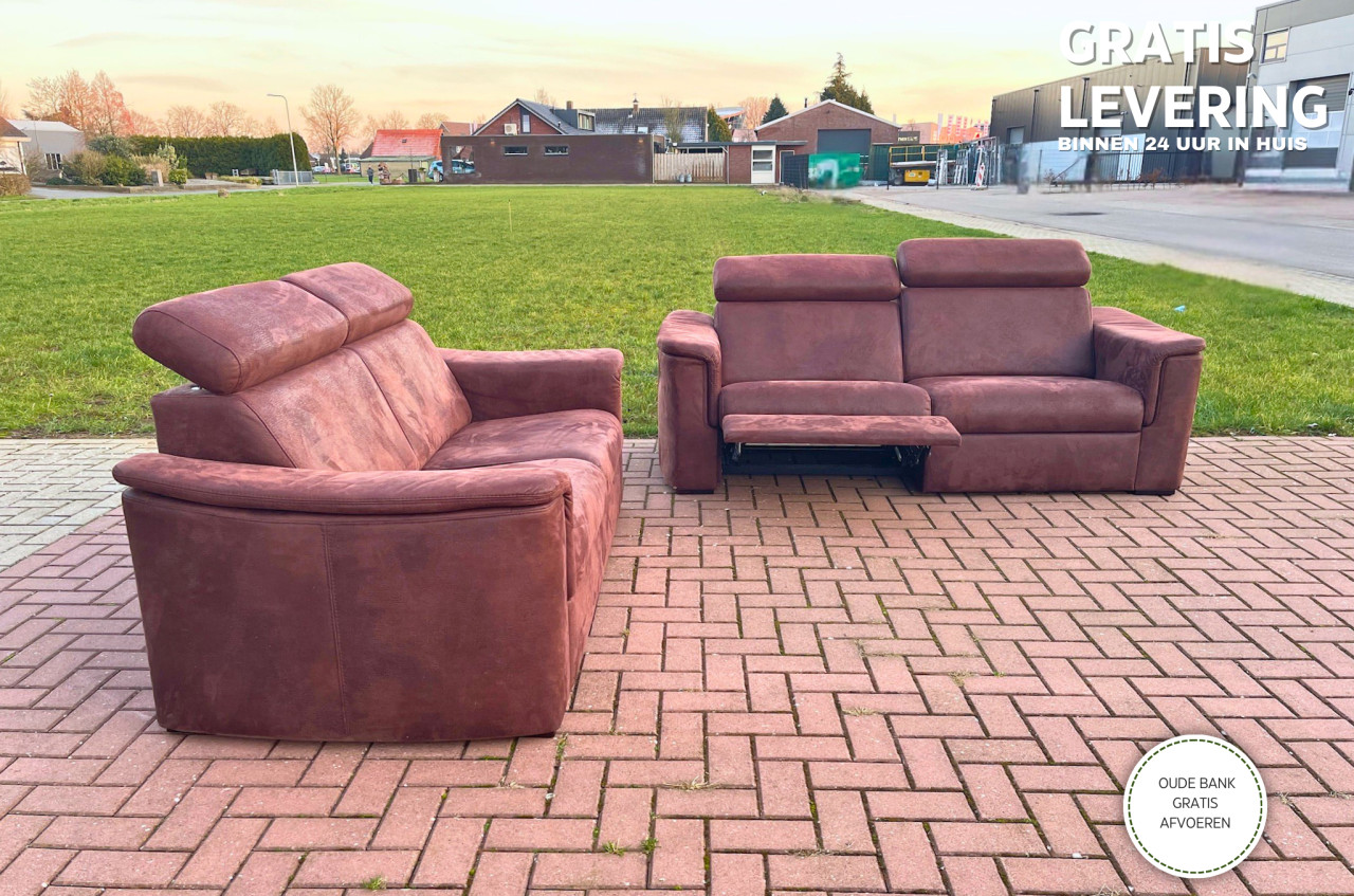 GRATIS LEVERING HEEL NL 3 + 2.5-zits Stof Suede Relax Bankstel