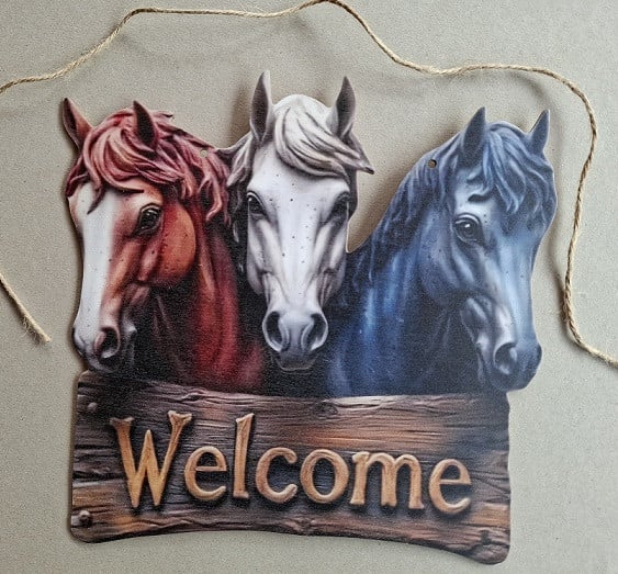 Paarden Welcome Houten Decoratiebord