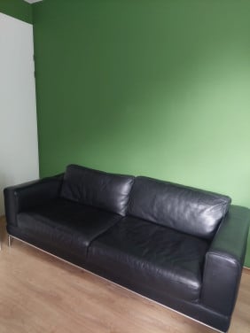 Zwart leren 3-zits bank