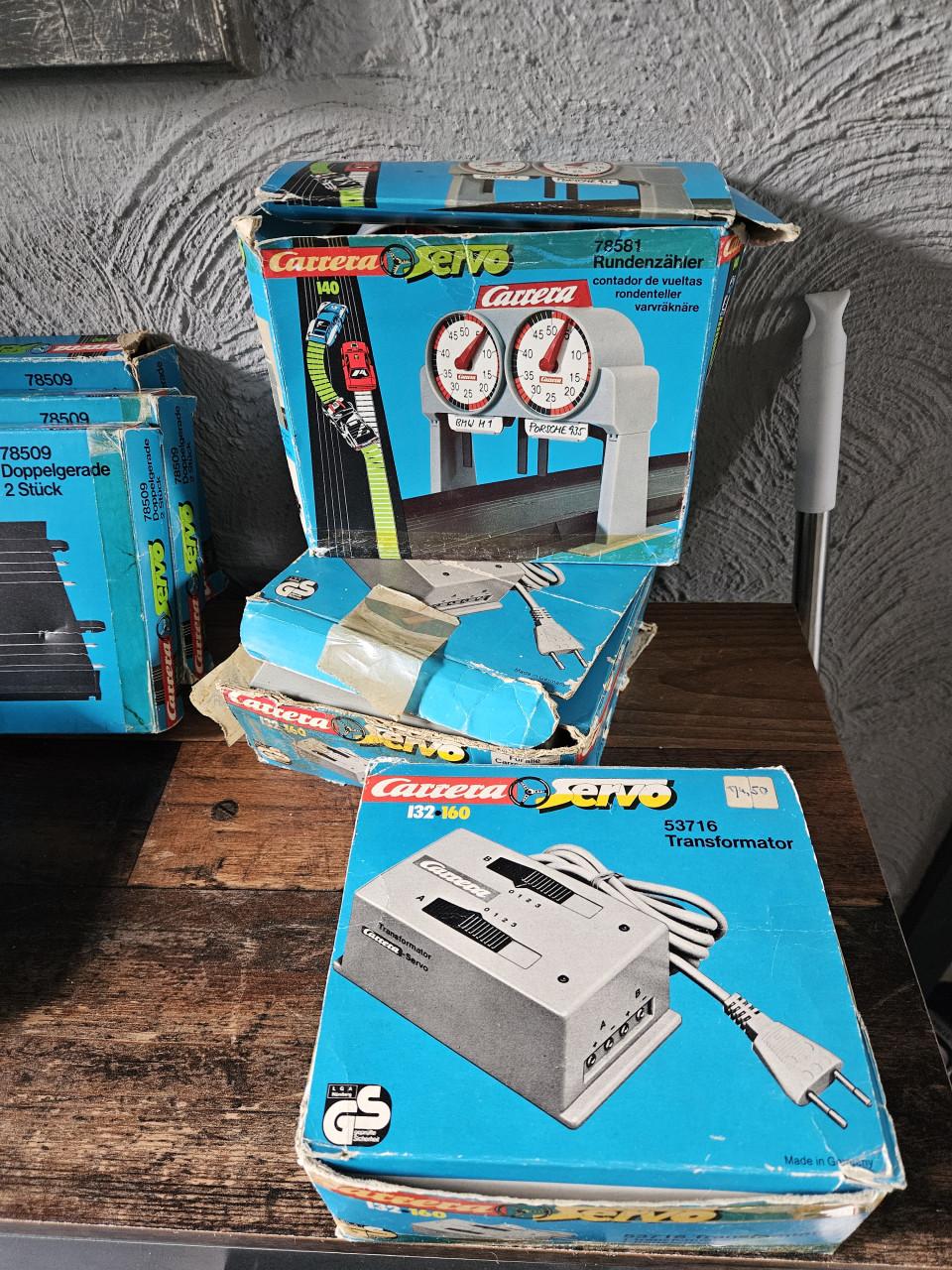 Grote vintage set Carrera Servo 140 racebaan onderdelen-