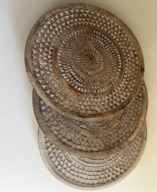 Fraaie houten decoratie borden / onderzetters 3 stuks
