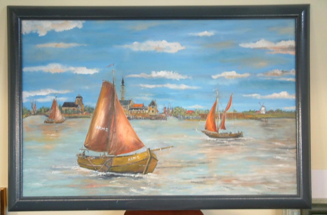 Schilderij  120 x 60  cm   Veere met de Arm 2  Hengst    visserij