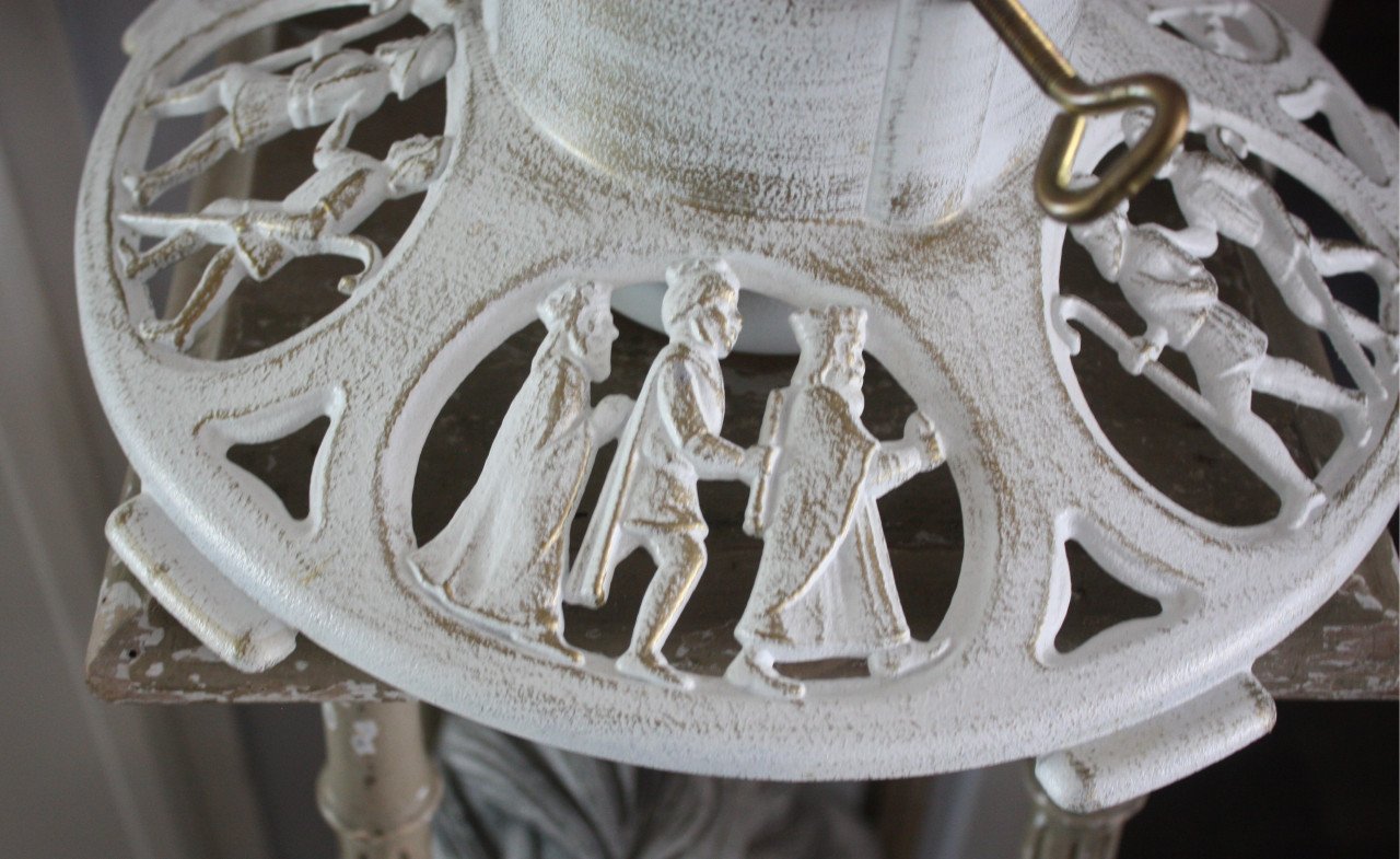 Metalen kerstboom standaard wit met goudkleur