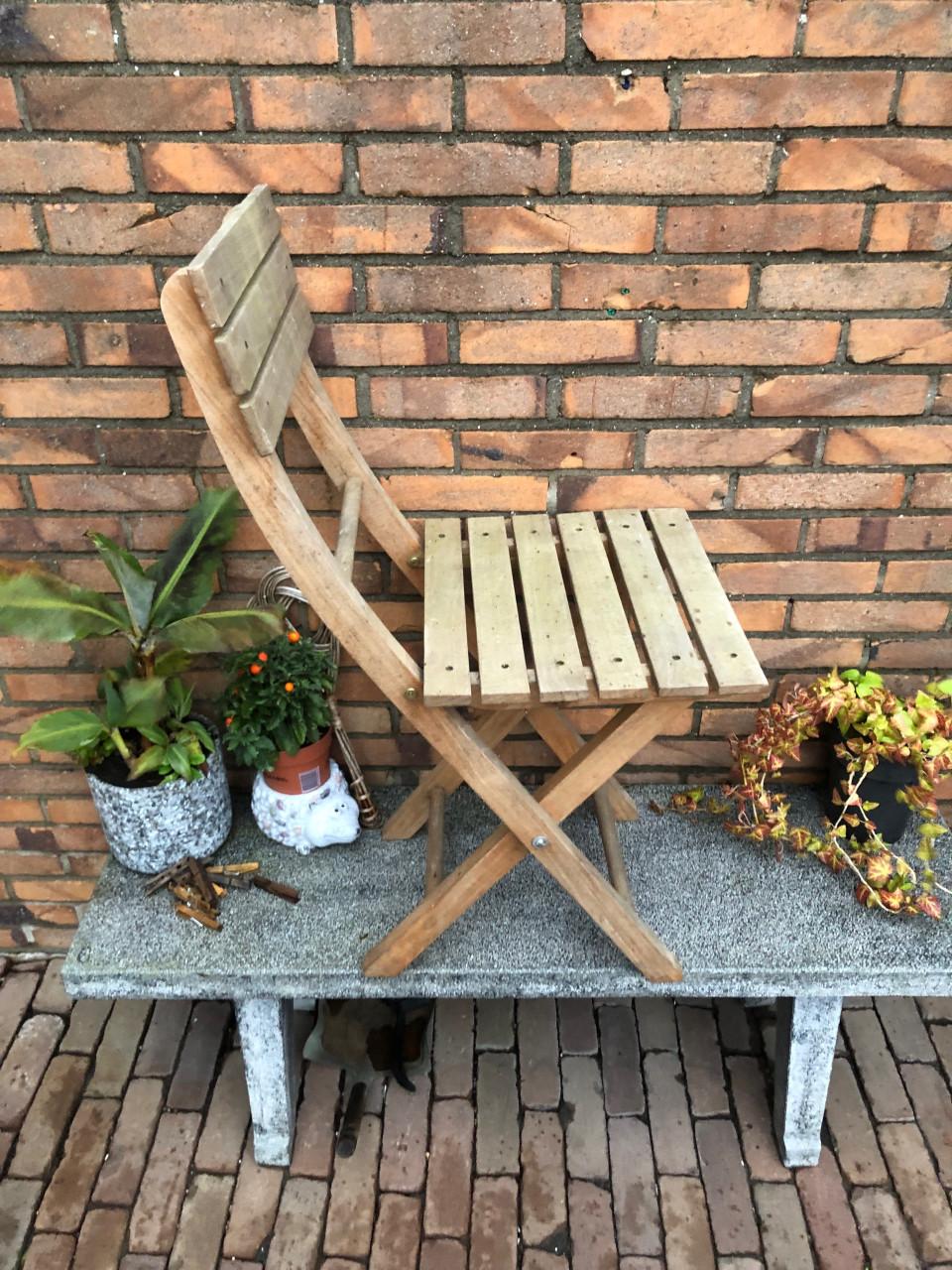 Vintage houten bistro stoeltje - Inklapbaar!