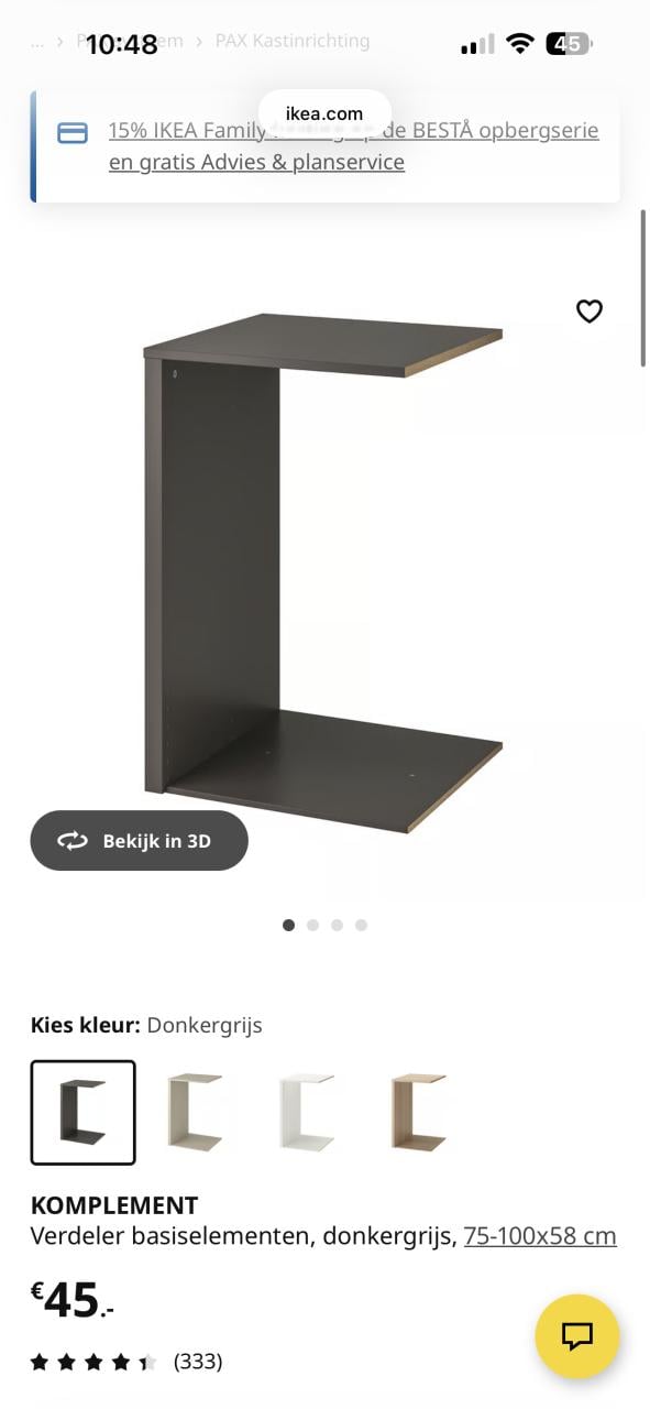 PAX Komplement uittrekbare schoenenrek / plank / broekhanger