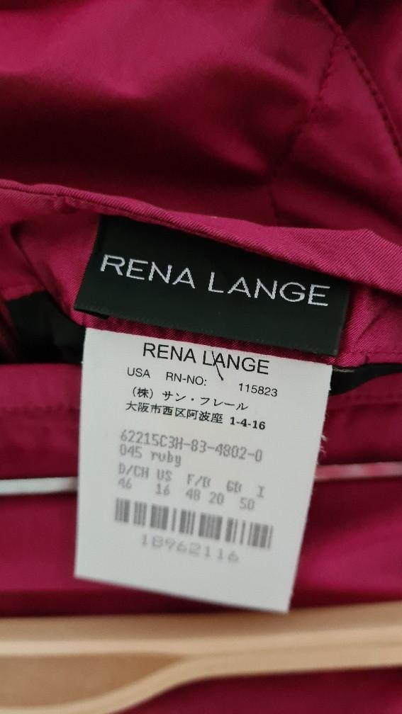 RENA LANGE: Nieuw robijnrood mantelpak maat 44/46 € 2.650,–