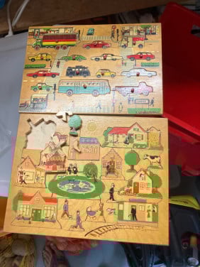 Brocante houten kinderpuzzels