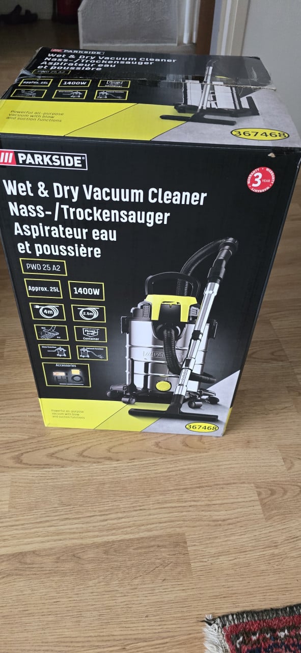 Stofzuiger nat / droog vacuüm cleaner 1400 watt 25 l