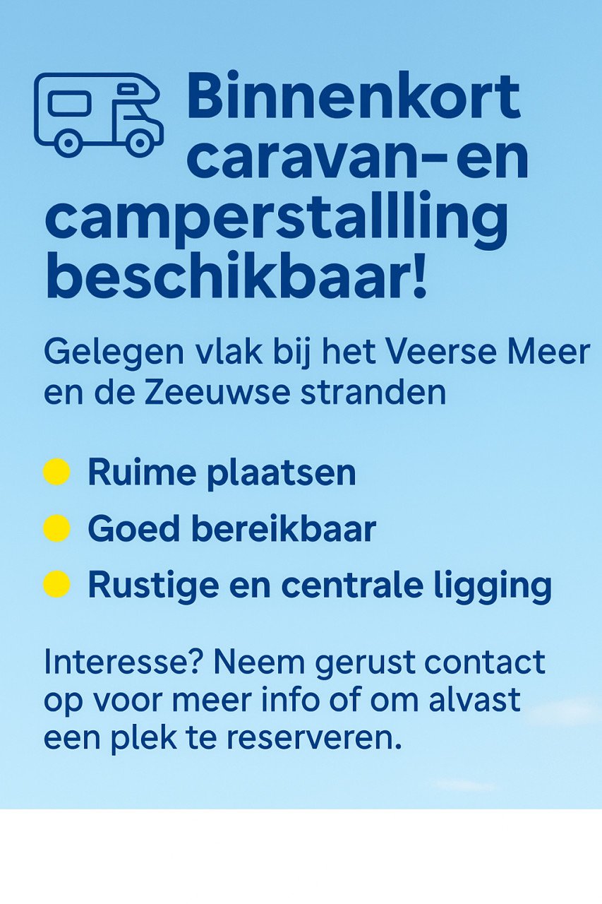 🔸 Caravan/Camperstalling Zeeland | Overdekt in loods | Vlakbij Veerse Meer