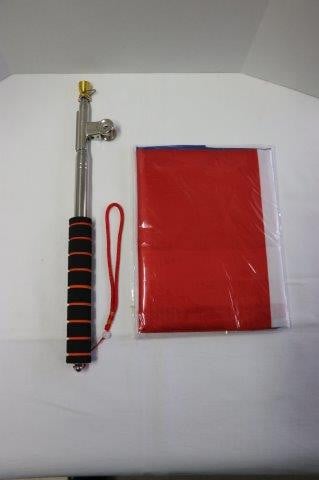 Telescoop stok met vlag Weg met die houten stok van 2 meter. Neem de