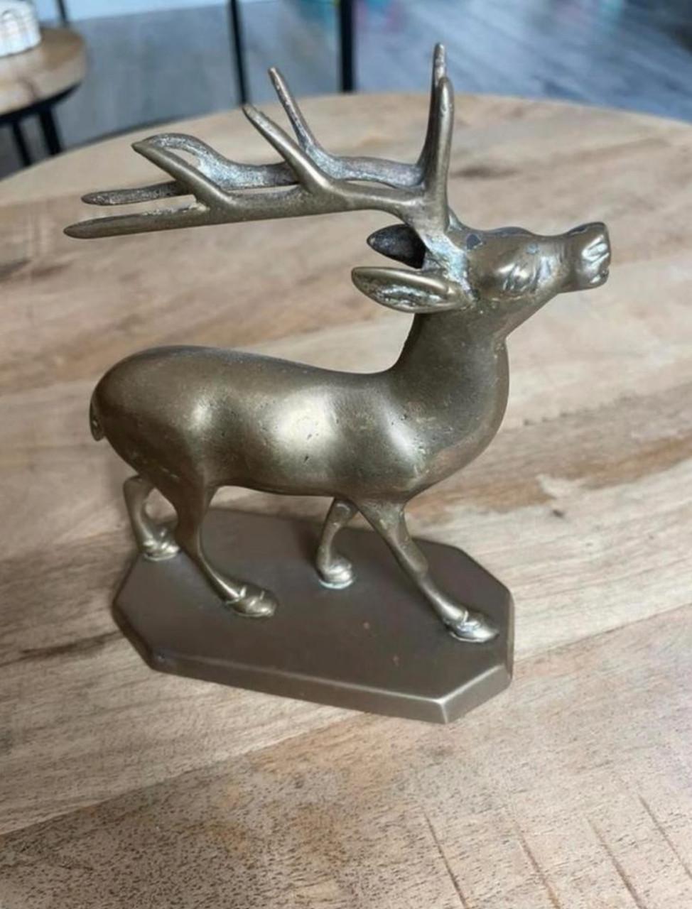 Bronzen beeldje hert antiek vintage