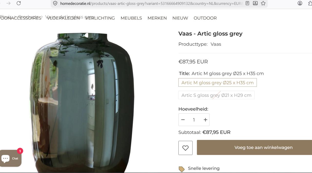 Vase The World vaas Arctic Gloss groot + takken