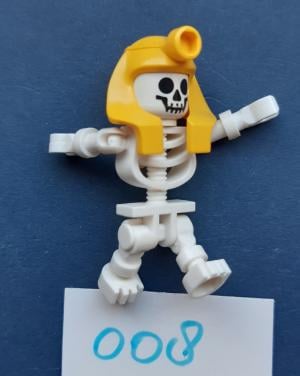 Lego minifiguur: Skeleton with Standard Skull, Yellow Mummy Headdress