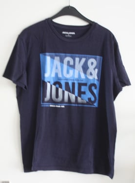Zwart shirt met blauwe tekst print maat xl