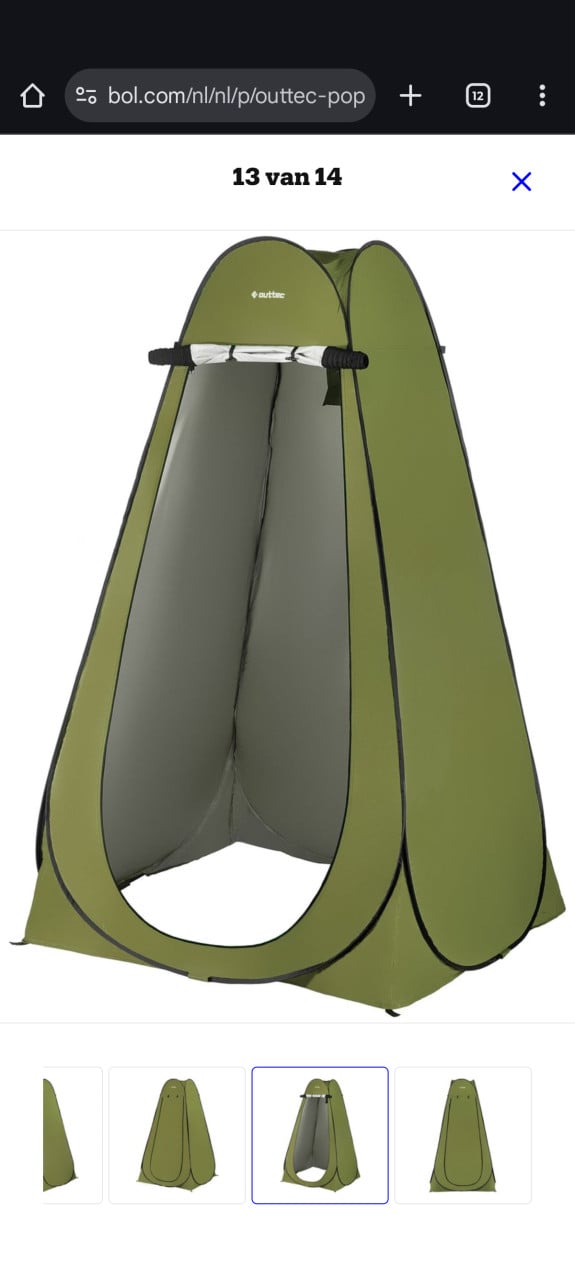 Nette groene douchetent, hoge tent, toilet tent inklapbaar.