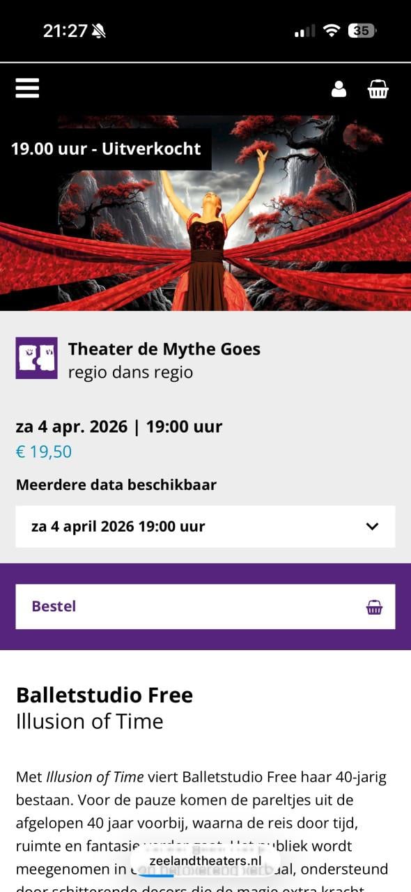 Theatertickets De Mythe Goes - Balletstudio Free - Illusion of time 4 april