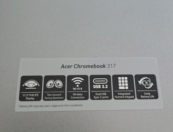 Acer Chromebook Vero i3-1215u en Acer Chromebook 317 17,3 inch