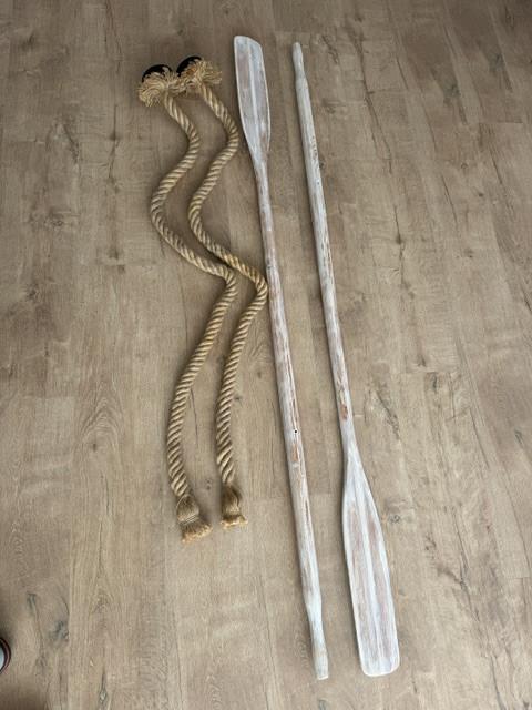 2 touwlampen + 2 roeiriemen, nautisch/maritiem, decoratief