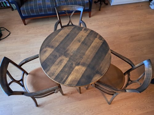 Ronde eettafel (∅ 90 cm) met 3 bijpassende stoelen (set)