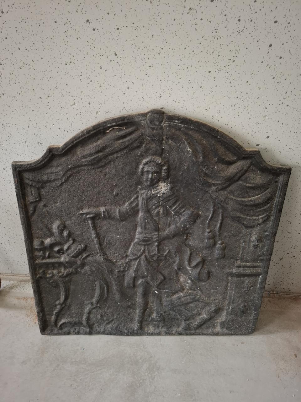 Schoorsteenplaat gietijzer met tekening