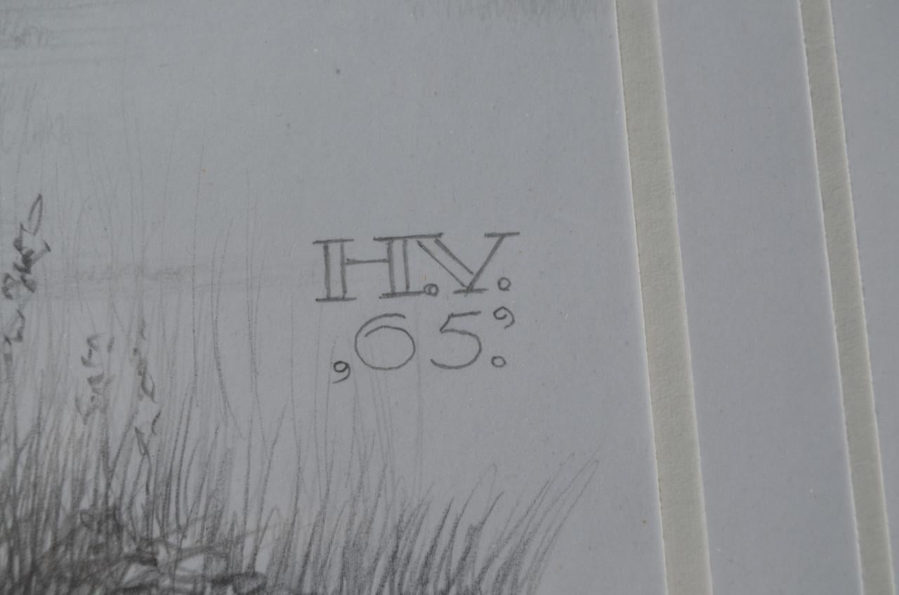 9 x Hendrik Voskuijl (1893 - 1980) potloodtek. bomen (2) o.a. Ommen