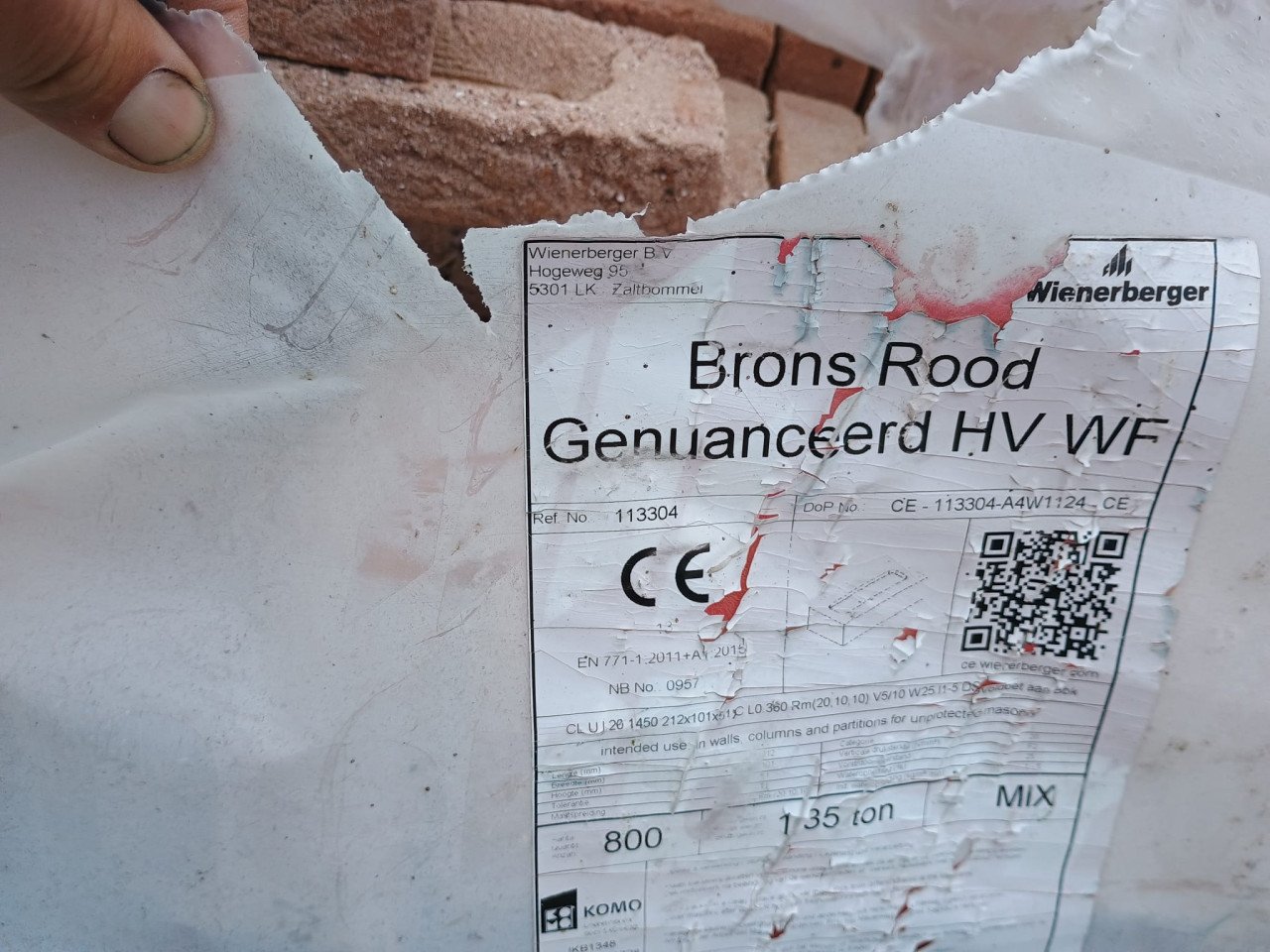 Metselstenen brons rood genuanceerd hv wf  500 stuks