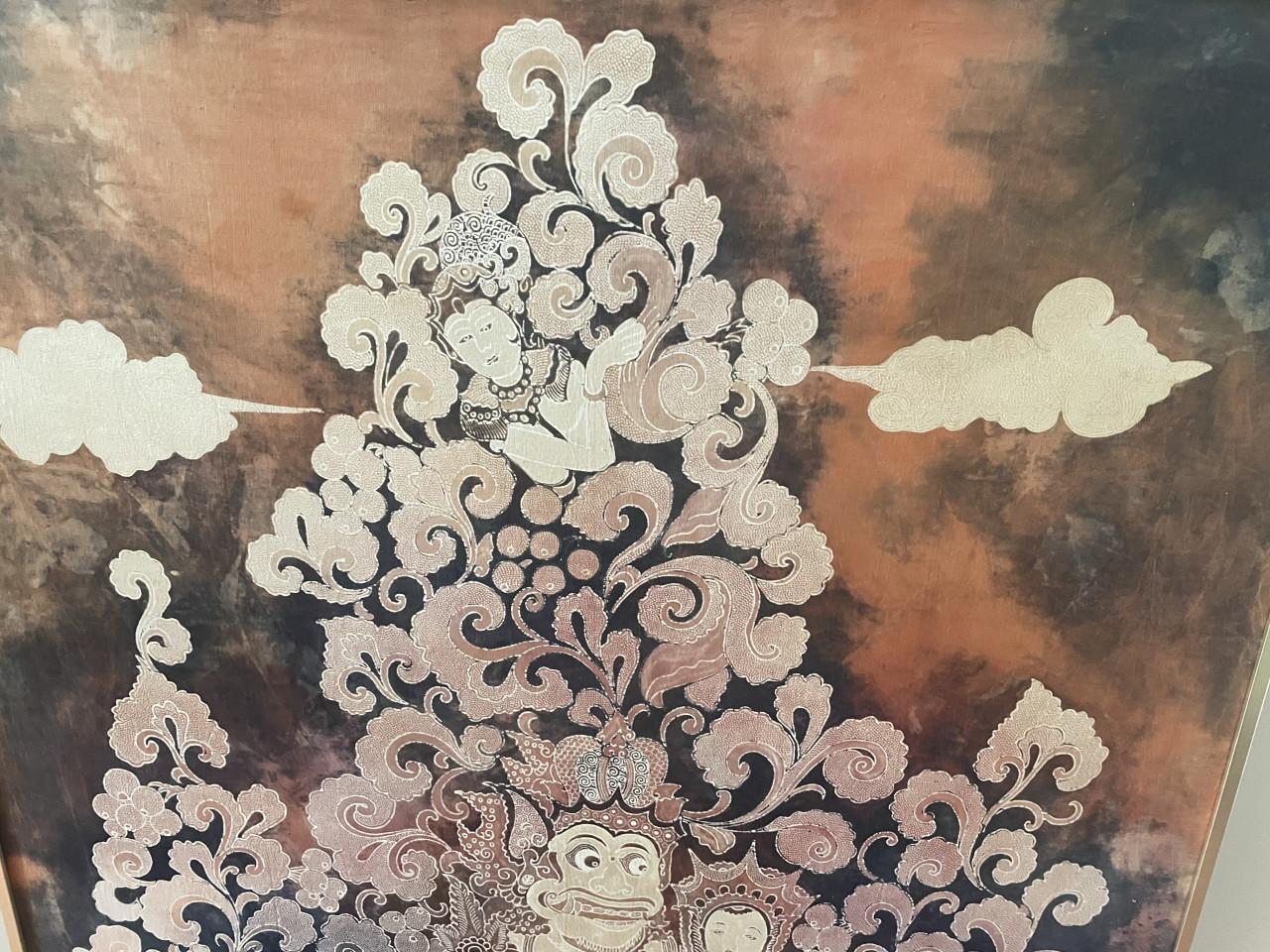 77x92cm Batik schilderij in lijst Ramayana Indonesië Java