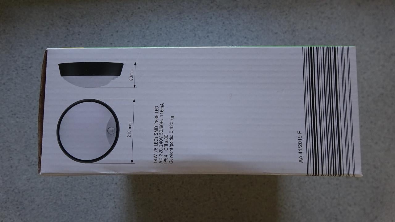 LED wandarmatuur 14W met bewegingssensor (nieuw in doos)