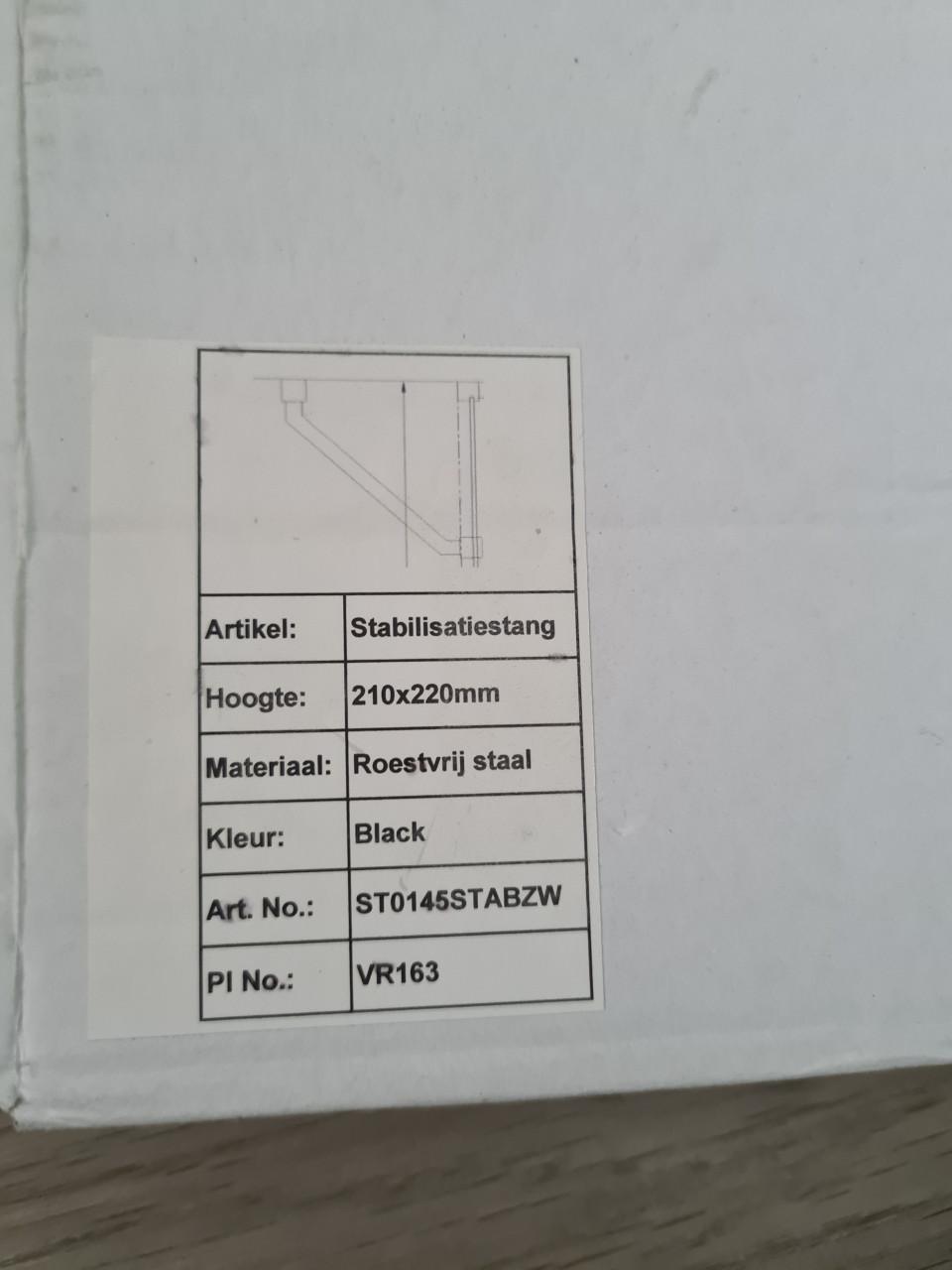 Stabilisatiestang hoek voor douchescherm