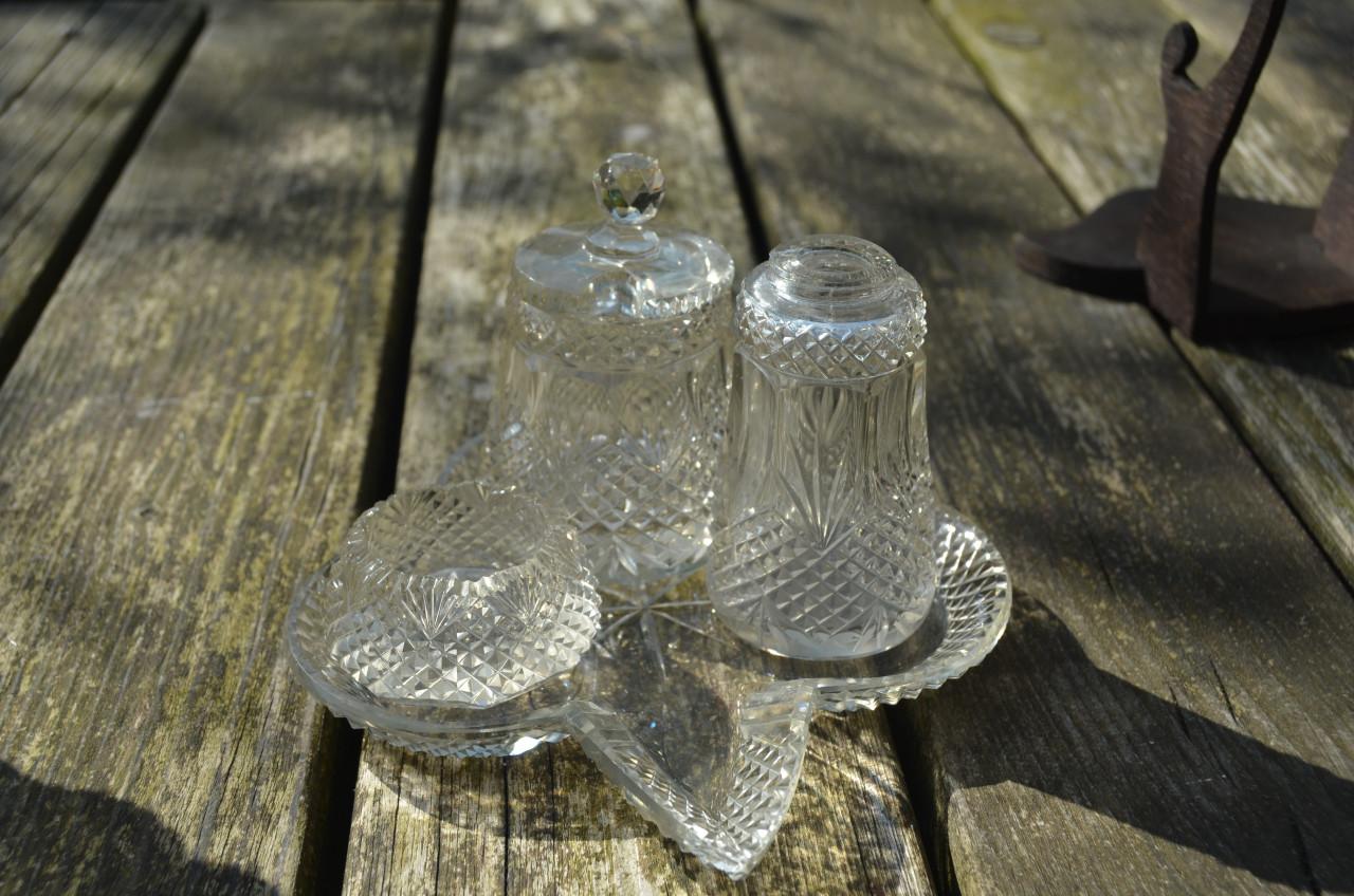 Kristallen condiment set