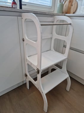 Ette Tete Houten leertoren Step'n sit - Wit met zilver
