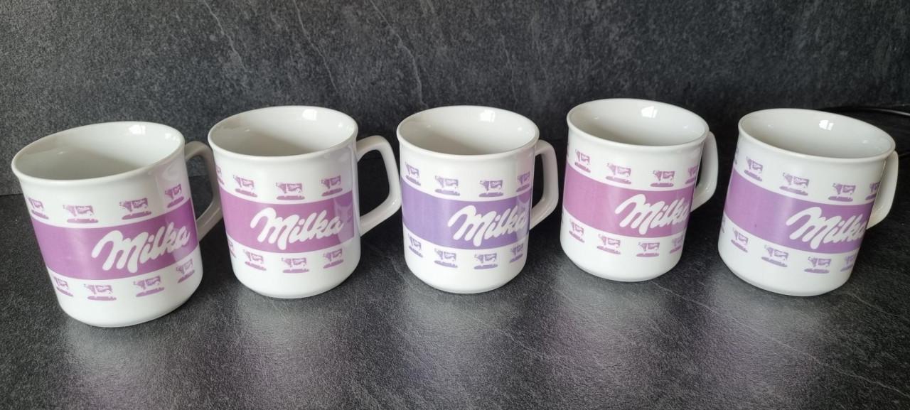 5 LEUKE "MILKA DRINKBEKERS-/MOKKEN"