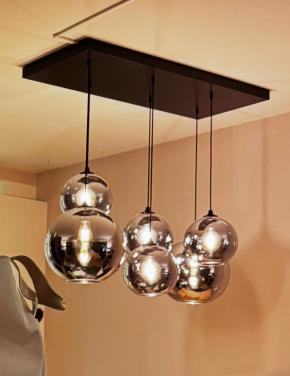 Moderne hanglamp met 6 glazen bollen
