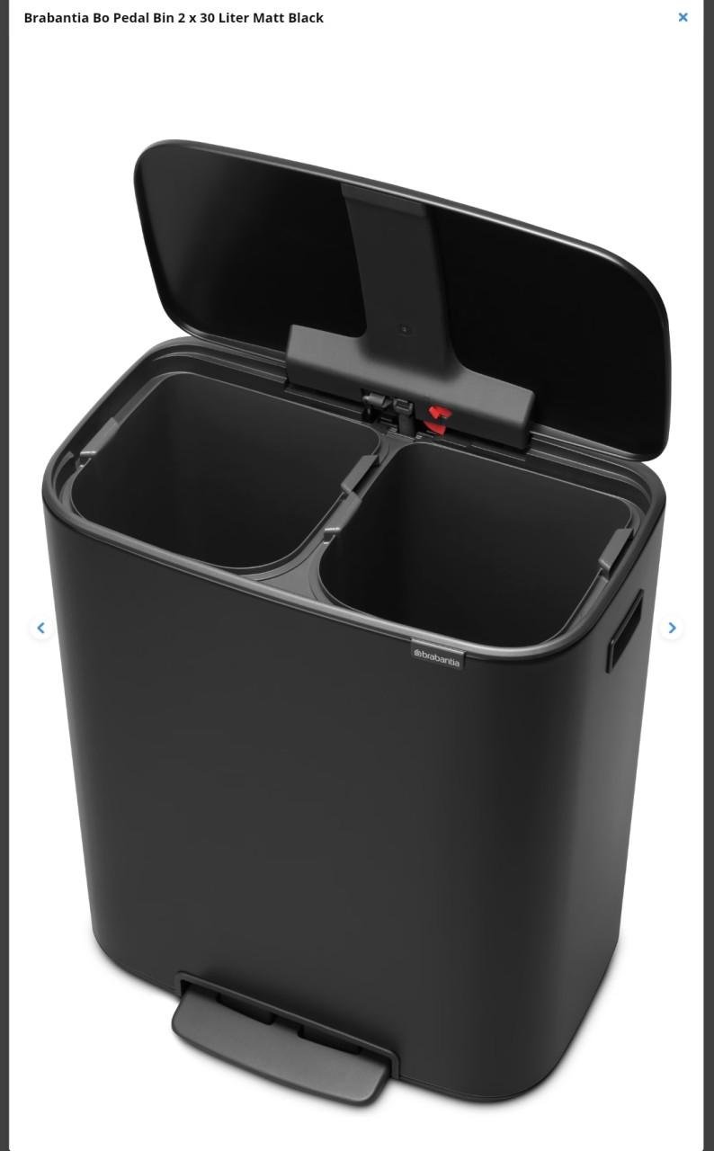 Brabantia Bo Prullenbak - 2 x 30 liter - Afvalscheiding - Matt Black