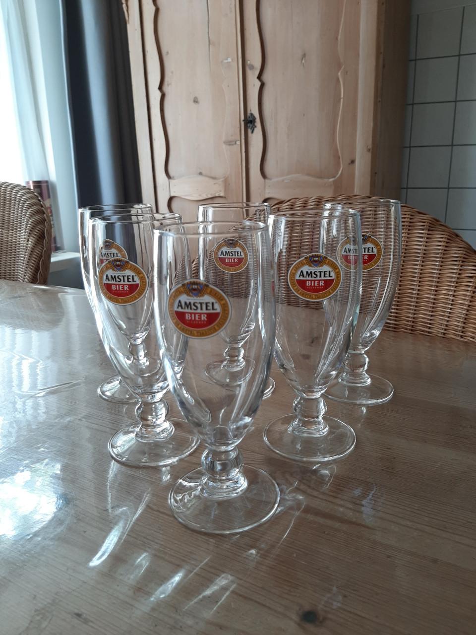 6 AMSTEL  BIERGLAZEN - NIEUW IN DOOS
