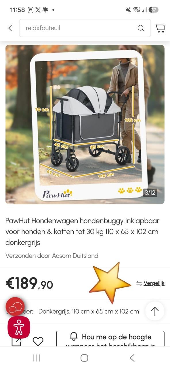 Nieuw‼️Pawhut Hondenbuggy tot 30kg