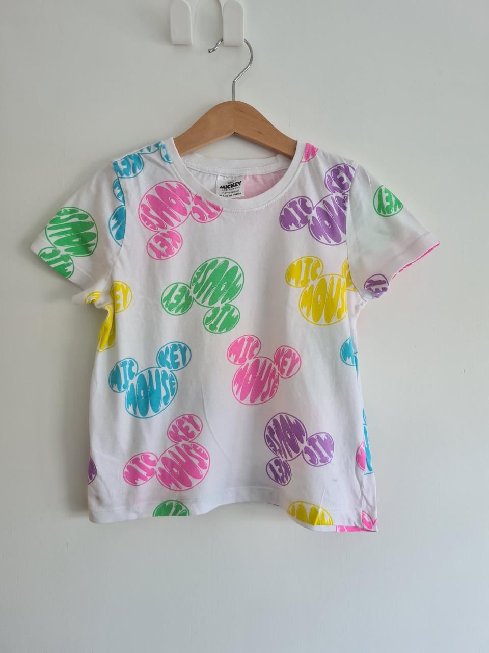 Disney Mickey Mouse wit en gekleurde Mickey Mouse tekst  Maat 128